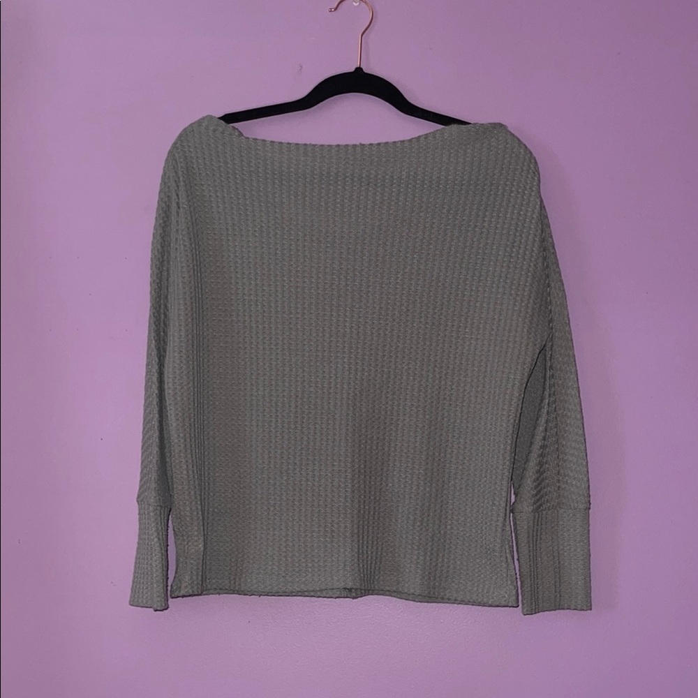 Gray Waffle Knit Sweater